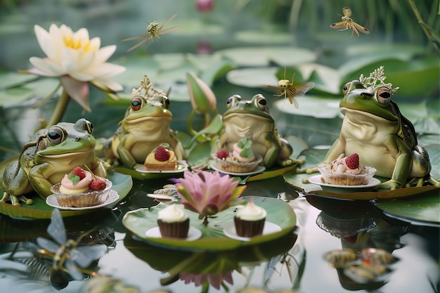 Free Photo animals  enjoying a picnic outdoors