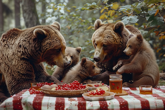 Free Photo animals enjoying a picnic