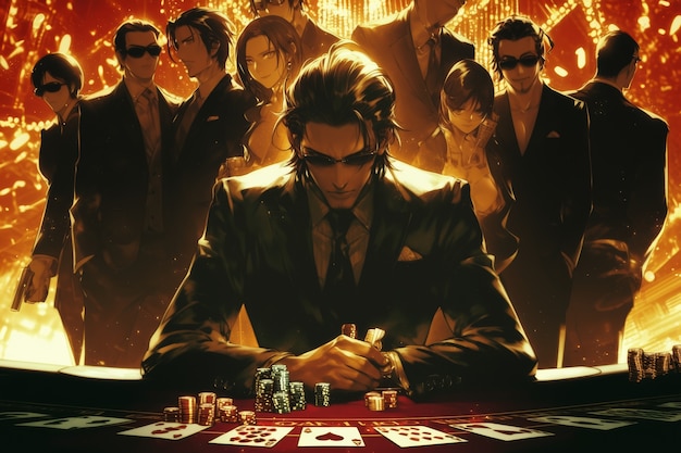 Anime casino illustration