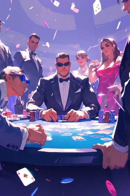 Free photo anime casino illustration