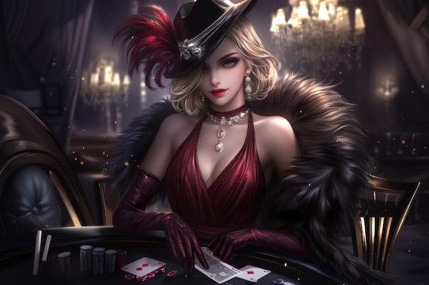 Free photo anime casino illustration