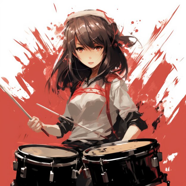 Anime character playing drums