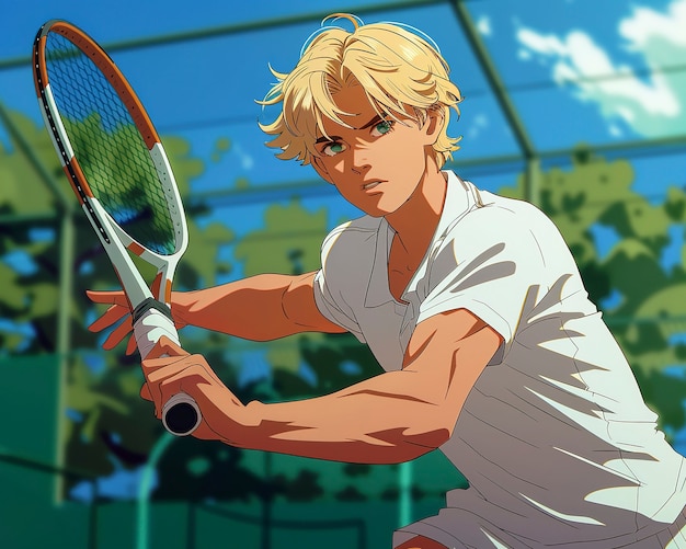 Free Photo anime character playing tennis illustration