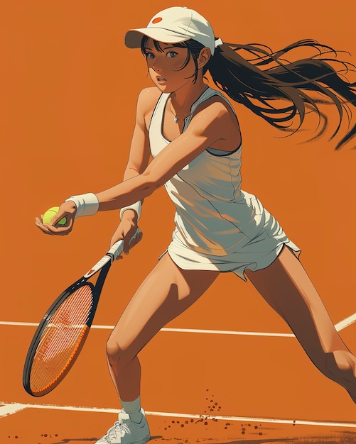 Anime character playing tennis illustration