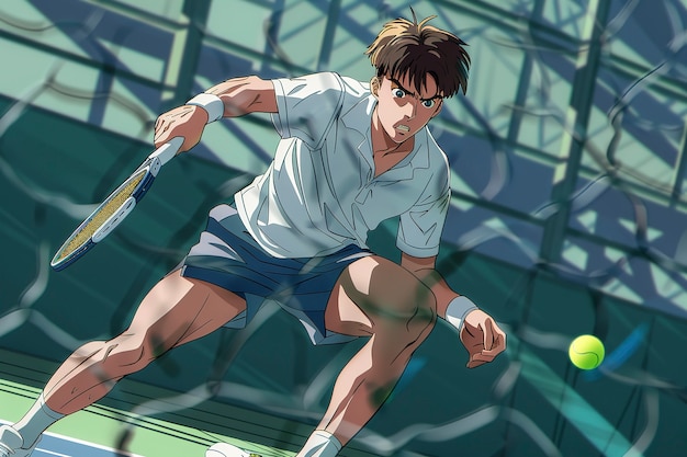 Free Photo anime character playing tennis illustration