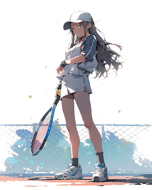 Free photo anime character playing tennis illustration