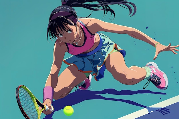 Free Photo anime character playing tennis illustration