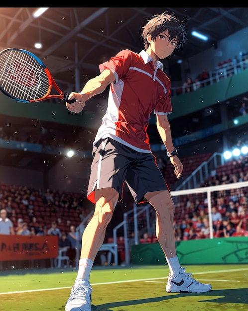 Anime character playing tennis illustration