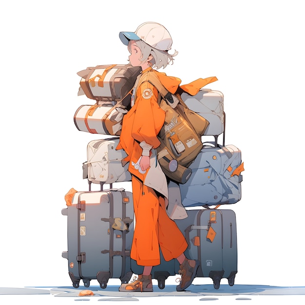 Anime character traveling