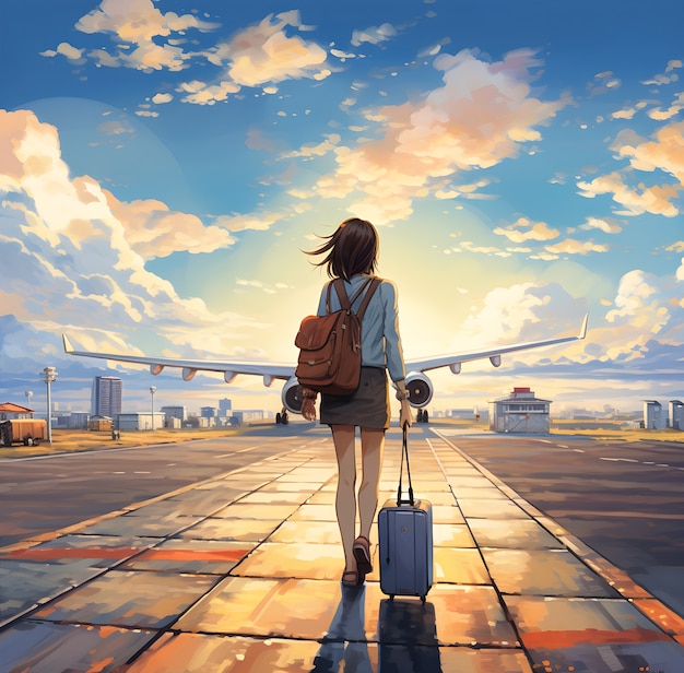 Anime character traveling