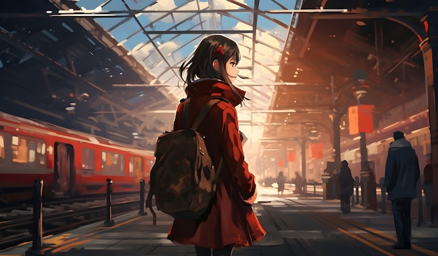 Anime character traveling