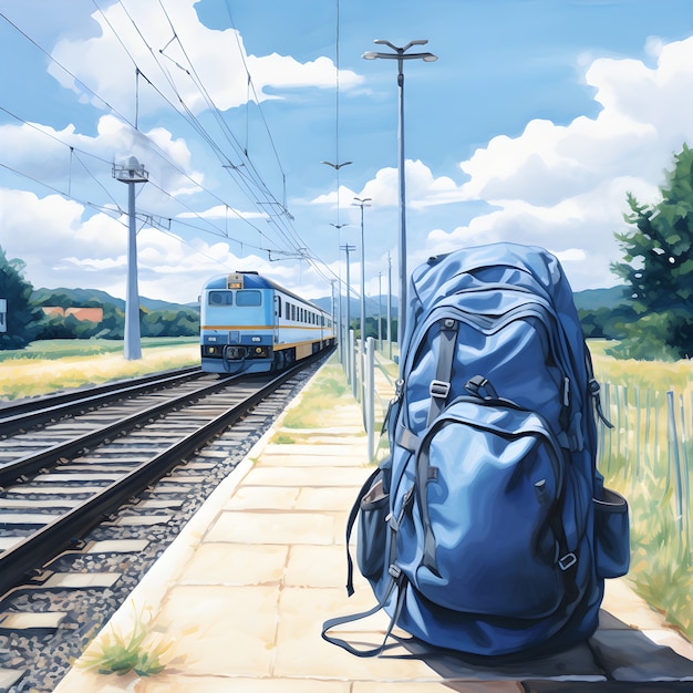 Free photo anime character traveling