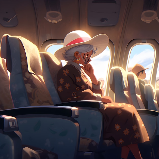 Free photo anime character traveling