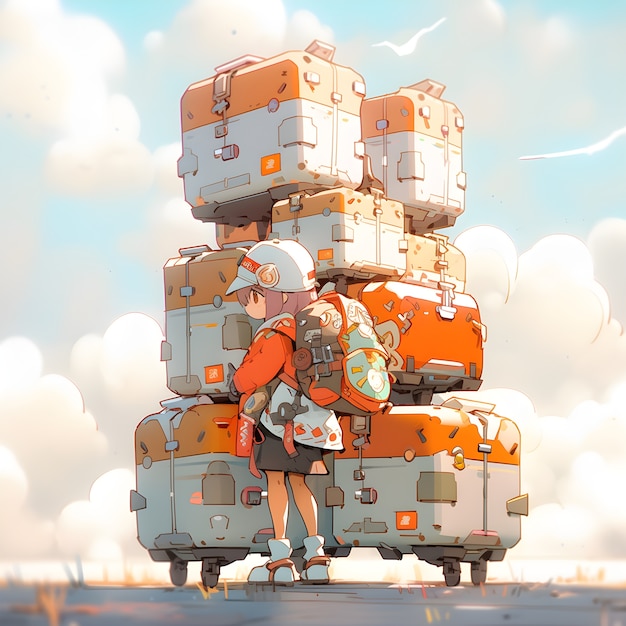 Free Photo anime character traveling