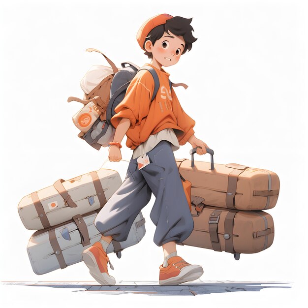 Free Photo anime character traveling