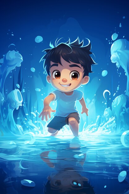 Anime character in water