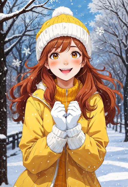 Free Photo anime  character during winter