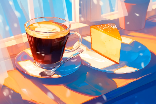 Free photo anime coffee shop illustration