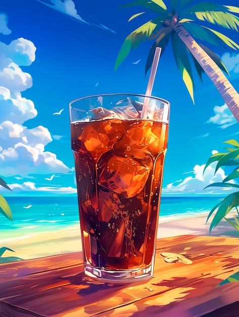 Free photo anime coffee shop illustration