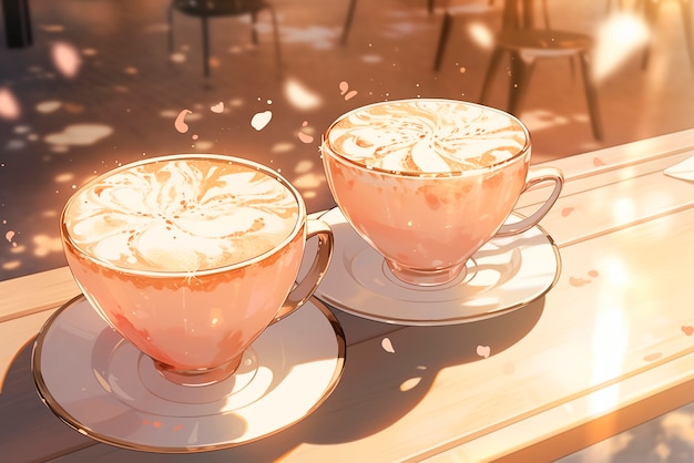 Free photo anime coffee shop illustration