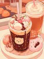 Free photo anime coffee shop illustration