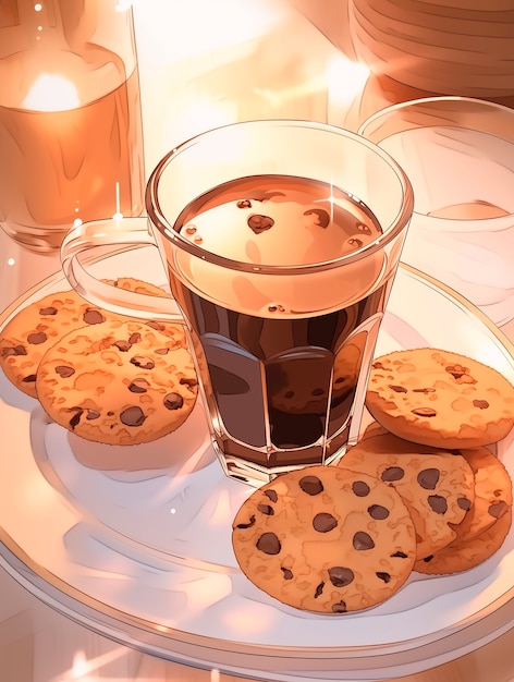 Free Photo anime coffee shop illustration