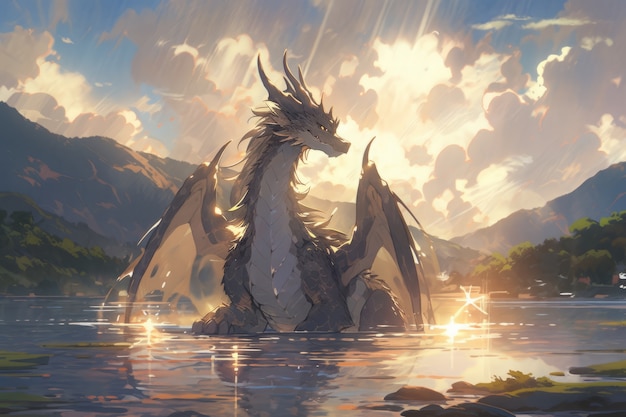 Anime dragon illustration