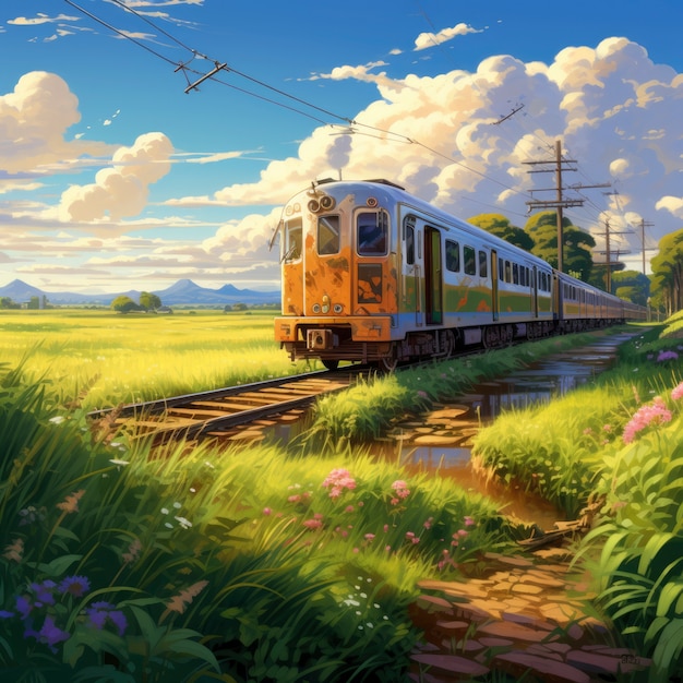 Free photo anime landscape of person traveling