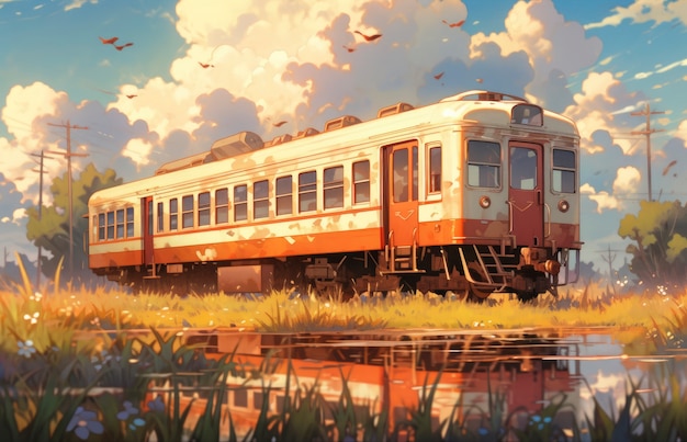 Anime landscape of person traveling