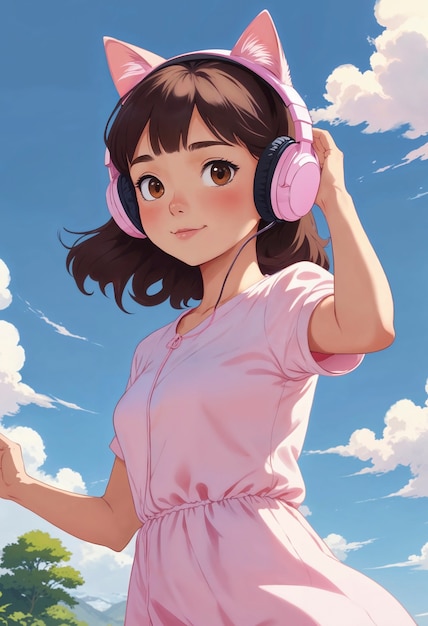 Free photo anime like illustration of girl portrait