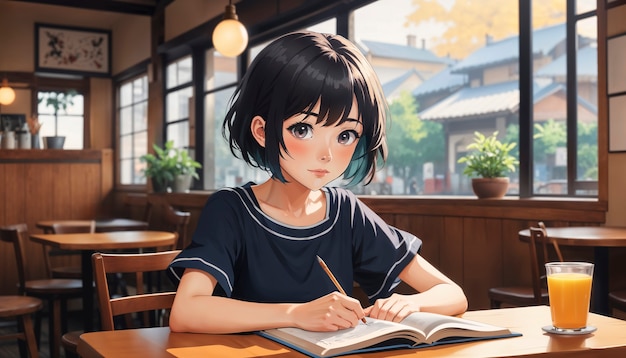 Free photo anime like illustration of girl portrait