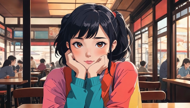 Free Photo anime like illustration of girl portrait