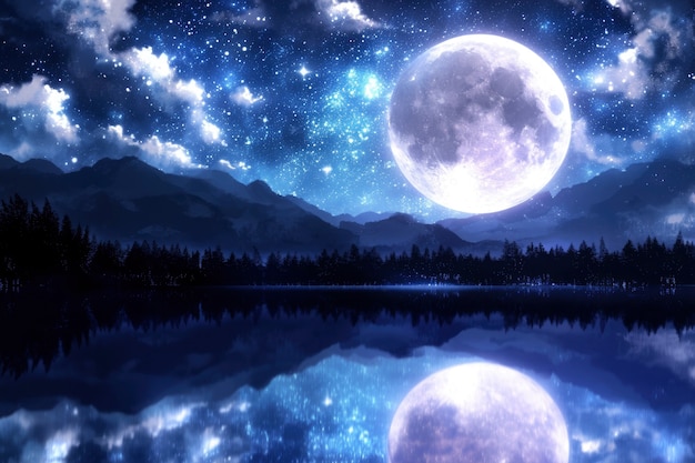 Free photo anime moon landscape