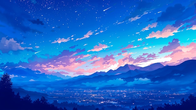 Free photo anime night sky illustration