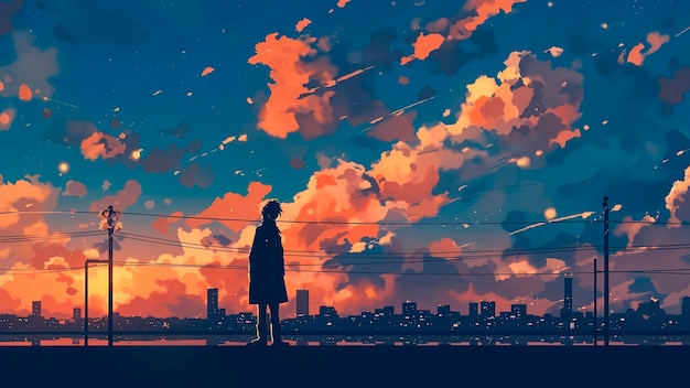 Anime night sky illustration