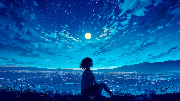 Anime night sky illustration