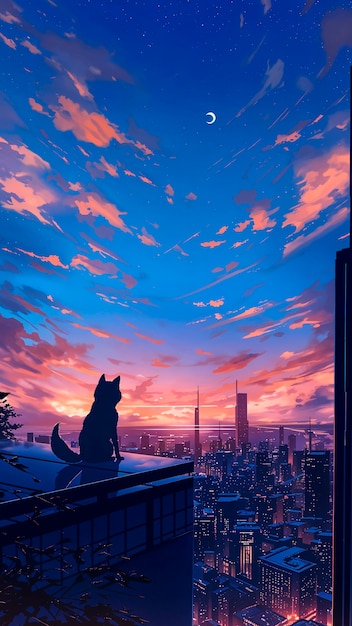 Free photo anime night sky illustration