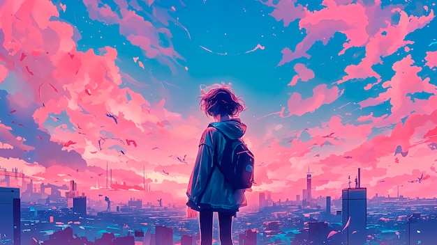 Anime night sky illustration