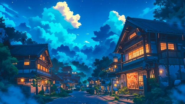 Free photo anime night sky illustration