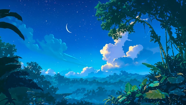 Anime night sky illustration