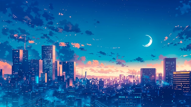 Free photo anime night sky illustration