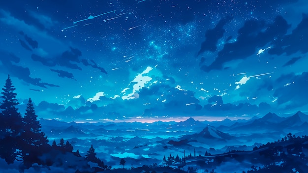 Anime night sky illustration