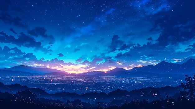 Anime night sky illustration