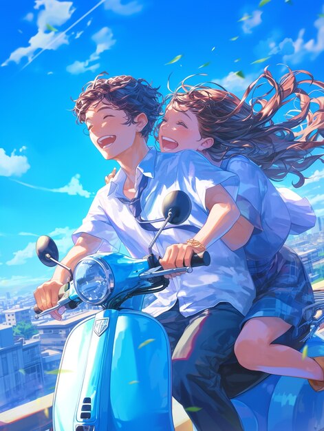 Anime style boy and girl couple