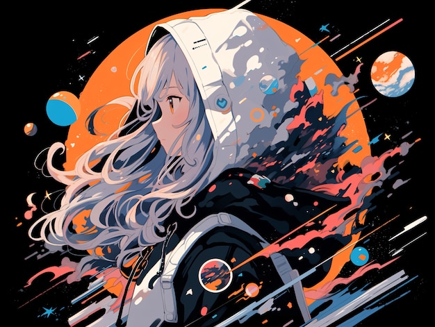 Free Photo anime style  character  in space