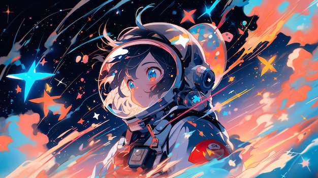 Anime style  character  in space