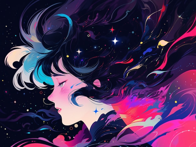 Anime style  character  in space