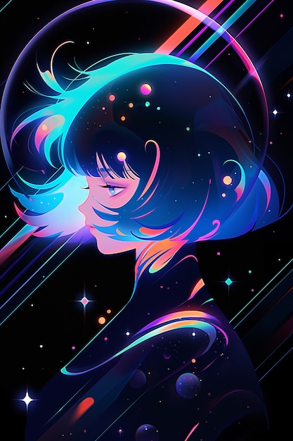 Free photo anime style  character  in space