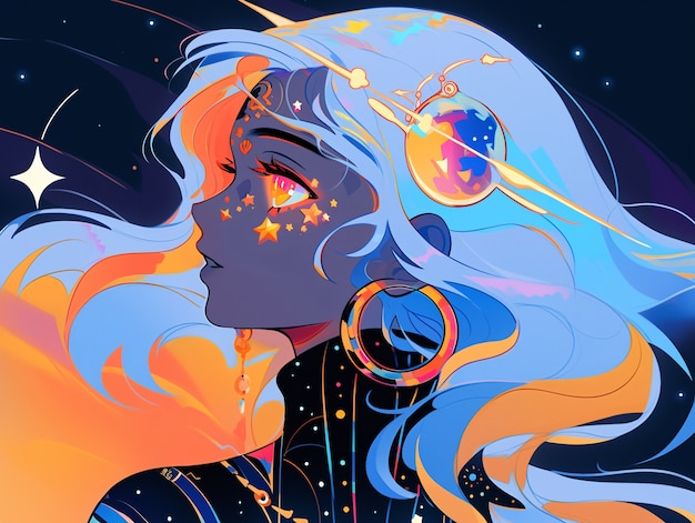 Free Photo anime style  character  in space