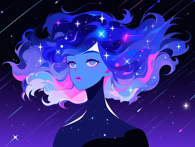 Free photo anime style  character  in space